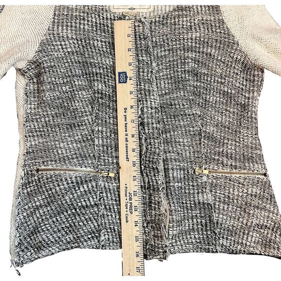 Anthropologie Cartonnier Knit Cardigan Womens M Ivory Snap Front Heavy Caridgan - Picture 9 of 9